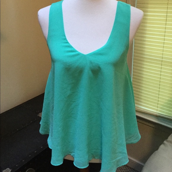 Crisp Aqua Flowy Top - Picture 2 of 3